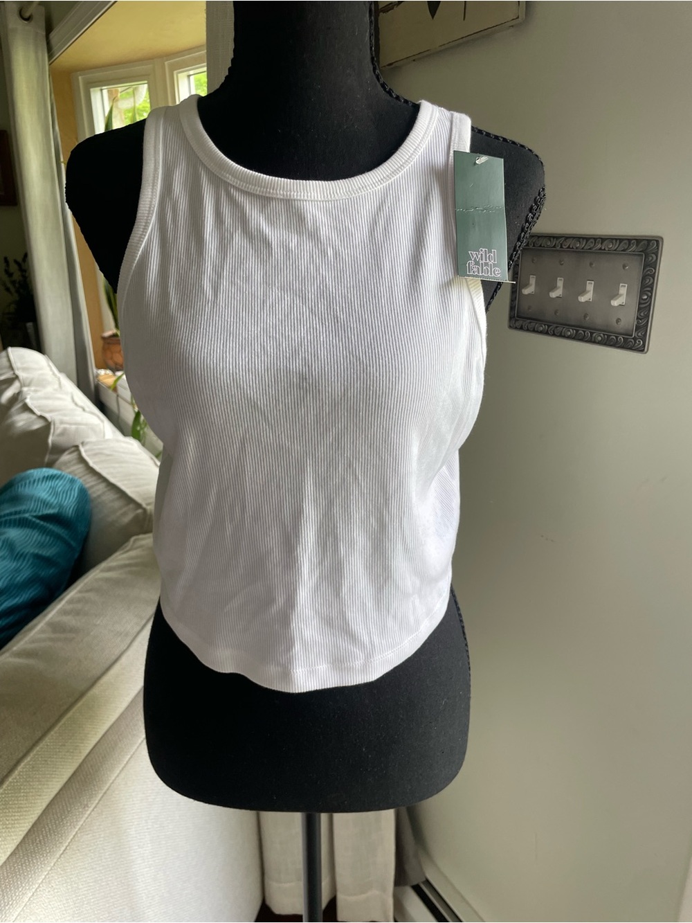 wild fable White Ribbed Cropped Tank